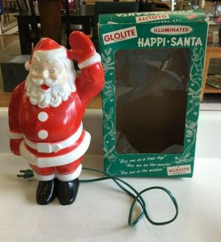 Vintage Glolite By Noma Illuminated Happi Santa Plastic