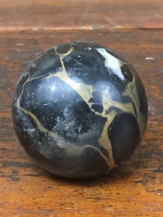 Vintage Marble Stone Shift Knob - Rat Rod - Black Gray Gold - Large 2 1/4”