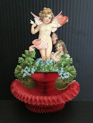 Antique German Die Cut Honeycomb 3 - D Pop - Up Valentine 