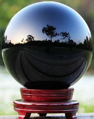 100MM,  stand Natural Black Obsidian Sphere Large Crystal Ball Healing Stone 2
