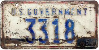 1951 1953 Us Government License Plate (jimmy 