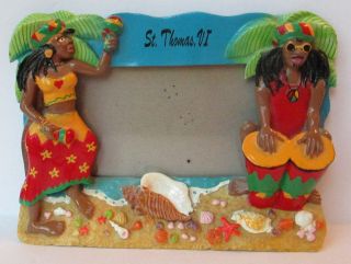 Vintage St.  Thomas Virgin Islands Souvenir Picture Frame Photo Holder