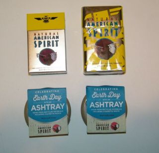 American Spirit Tobacco Cigarette Tins And Earth Day Pocket Ashtrays.