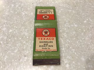 Matchbook Cover - Texaco Oil Gas Shingles And Roofing Lacrosse Wi