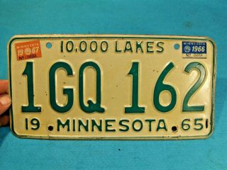 Vintage 1965 1966 1967 Minnesota Auto Car License Plate Embossed Steel