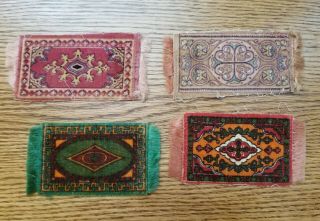 Four Miniature Persian Type Rugs.  Premium.  Nebo Cigarettes.  Early Satin Premium