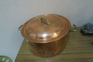 Vintage Copper Pot Waldow Brooklyn York 9 " Cross - 5 " High
