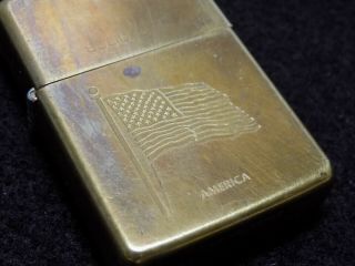 1932 - 1988 Solid Brass American Flag Zippo Lighter - Flat Bottom 2