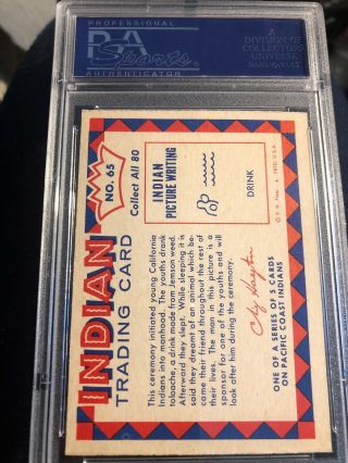 1959 FLEER INDIAN TRADING CARD 65 TOLOACHE CEREMONY PSA 9 2