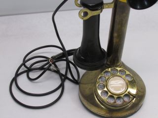Vintage Candlestick Phone by Fold - a - Fone Brass 2
