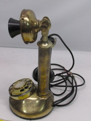 Vintage Candlestick Phone by Fold - a - Fone Brass 3