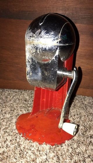 Vintage - Antique Ice - O - Matic,  Red Ice Crusher,  Rival Co,  Crank Handle.