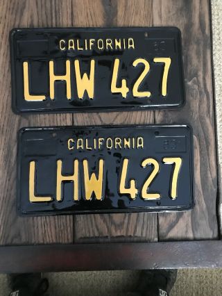 Dmv Clear Rare 63 California Black And Yellow Licence Plates Lhw 427 Chevy Ford