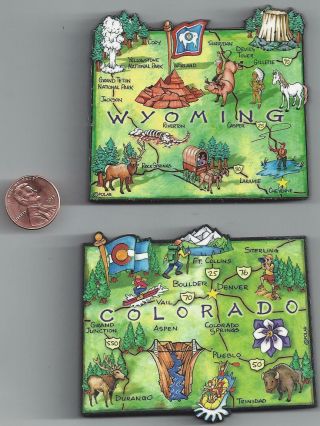 Wyoming And Colorado Jumbo Artwood State Map Magnet Set Of 2