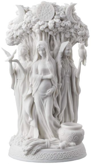 Danu Celtic Triple Goddess Maiden Mother White Statue Sculpture Wicca Figurine