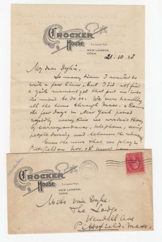 Crocker House Hotel London Connecticut 1928 Letter,  Postal Cover