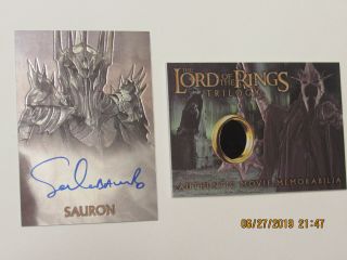Lotr Chrome Sala Baker As Sauron Autograph Card And Witch King Memorabilia Card