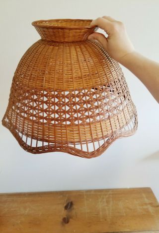 Vintage Wicker Rattan Lamp Shade | Hanging Light Shade | Midcentury Modern Boho 2