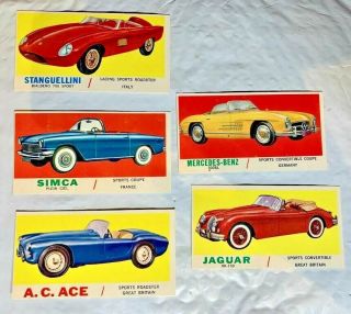 5 Different 1961 Topps Sports Cars Cards 8,  31,  35,  60 & 63 - All In