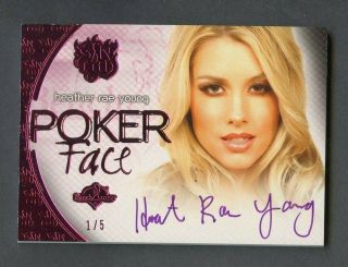 2015 Benchwarmer Pink Foil Sin City Poker Face Heather Rae Young Auto 1/5