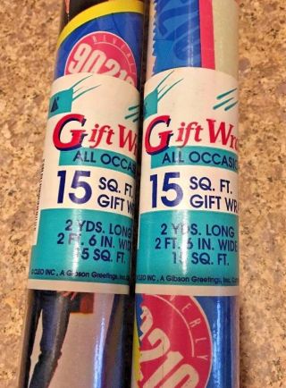 Vintage 1992 Beverly Hillls 90210 Gift Wrapping Paper Birthday Xmas 2 Rolls
