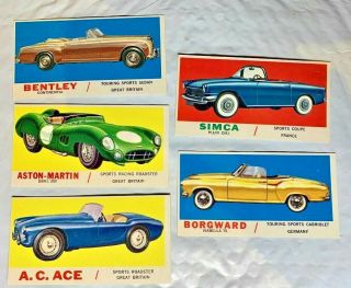 5 Different 1961 Topps Sports Cars Cards 8,  16,  22,  26 & 31 - All In