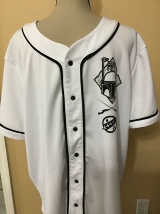 Disney Parks Star Wars Boba Fett Mandalorian Baseball White Jersey Shirt / Sz Xl