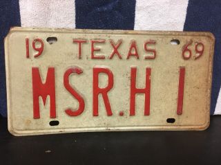 Vintage 1969 Texas License Plate (msr H1)
