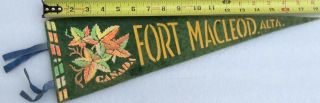 Fort Macleod Alberta Vintage 1960’s 18” Felt Pennant W Maple Leaf