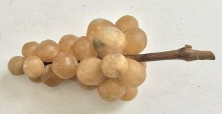 Vintage Mid Century Italian Alabaster Marble Grape Cluster On Grapevine Stem 5