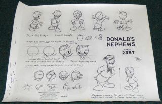 Walt Disney Donald Duck,  Nephews 1940s Production Model Sheet