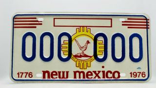 000 000 Bicentennial License Plate Mexico 1776 - 1976 Booster Plate