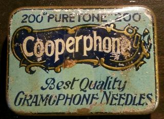 Rare Cooperphone Pure Tone Gramophone Phonograph Needle Tin Nadeldose