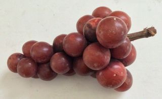 Vintage Mid Century Italian Alabaster Marble Grape Cluster On Grapevine Stem 11