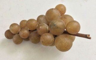 Vintage Mid Century Italian Alabaster Marble Grape Cluster On Grapevine Stem 12