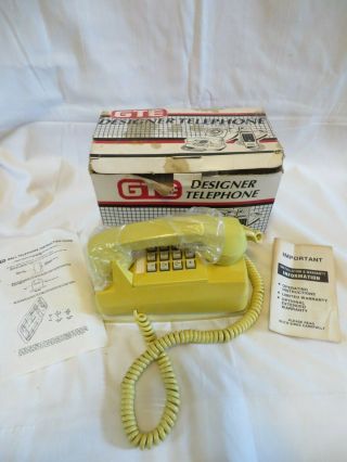 Vintage Gte Designer Wall Telephone Push Button Nos Yellow/gold