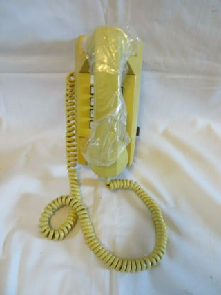 Vintage GTE Designer Wall Telephone Push Button NOS Yellow/Gold 4