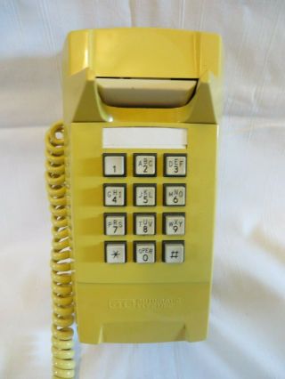 Vintage GTE Designer Wall Telephone Push Button NOS Yellow/Gold 5