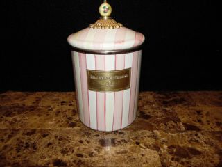 Mackenzie Childs Bathing Hut Pink Stripe Canister With Lid