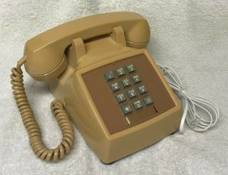 Rare Vintage 1960s Western Electric 2500d Light Brown Pushbutton Desktop Phone