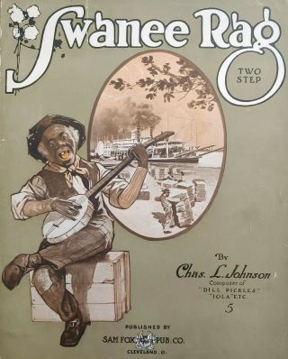 Black Americana Ragtime Sheet Music Swanee Rag By Charles L.  Johnson 1912