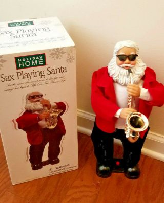Holiday Home Animated Christmas Musical Dancing Saxophone Playing Santa Claus