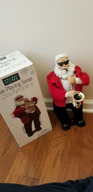 Holiday Home Animated Christmas Musical Dancing Saxophone Playing Santa Claus 3