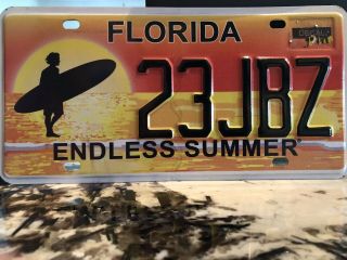 Florida Endless Summer Surfer License Plate 23jbz