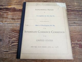 Vintage 1908 Chesapeake And Ohio Railway East Of Huntington Supplemental Report
