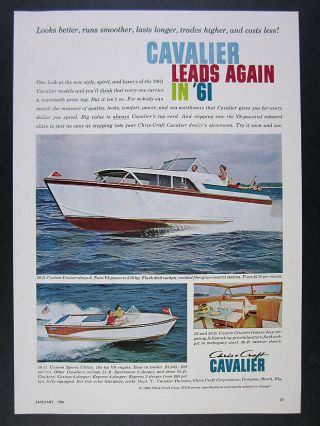 1961 Chris - Craft Cavalier Custom Cruiser & Sports Utility Boats Vintage Print Ad