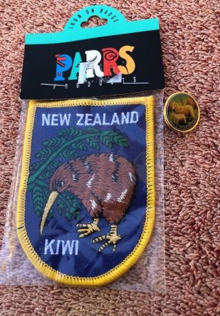 Vintage Zealand Iron On Patch And Pin Back Made In Zealand Kiwi Sheep