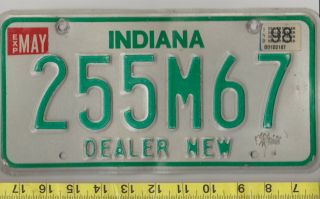 1998 Indiana Dealer License Plate 255m67