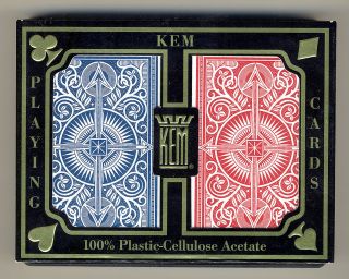 2 Deck Kem 100 Plastic Arrow Red Blue Bridge Narrow Regular Index Playing Cards