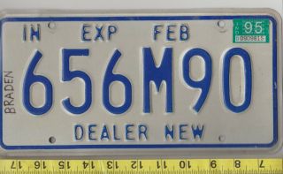 1995 Indiana Dealer License Plate 656m90